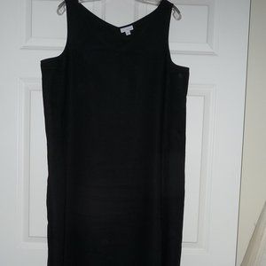 J JILL PURE JILL ANGLED HEM BLACK LINEN TANK DRESS - SIZE LARGE